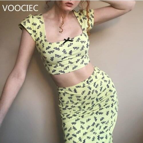 VOOCIEC Women blouse chiffon blouses vintage ruffle ladies tops streetwear puff sleeve top elegant floral skirt korean clothes