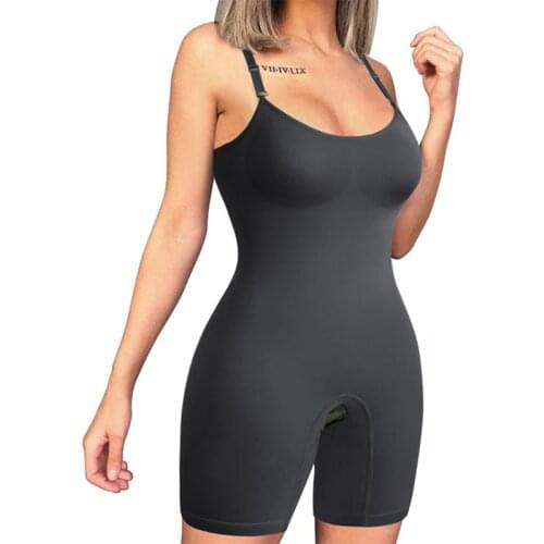 Women Seamless Bodysuit Butt Lifter Shapewear Waist Trainer Body Shaper Strappy-Back Chest Enhancing Corrective Underwear Corset