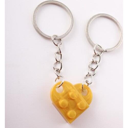 Gold Dismountable Cute Love Heart Brick Keychain Key Chain for Couples Friendship Women Men Girl Boy Key Ring Birthday Gift