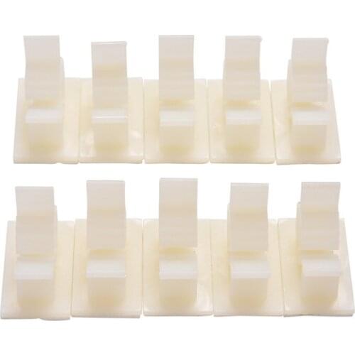 10Pcs/lot 13mm Self Adhesive White Wire Fixed Clip Car Line Clip Cord Cable Wire Clear Up Clips Holder Clamps Wire Button