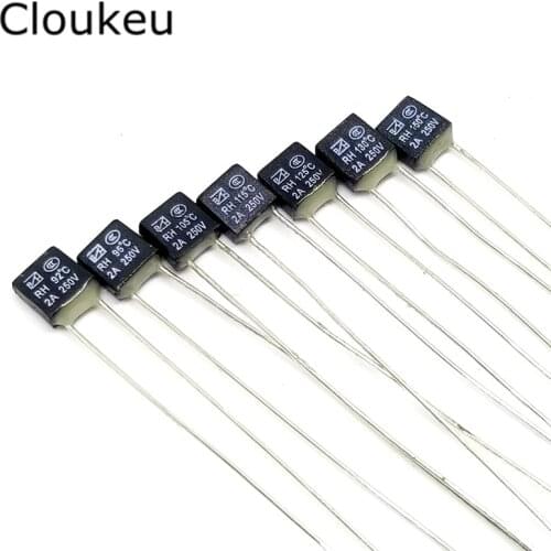 10Pcs RH 2A250V Thermal Fuse RH 92C 95C 105C 110C 115C 120C 125C 130C 135C 140C 145C 150C Centigrade