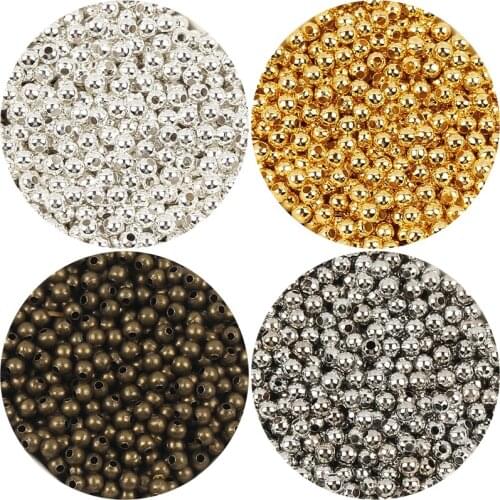 2/3/4/5/6/8/10mm Gold/Bronze Metal Beads Smooth Round Balls Loose Spacer Beads For Jewelry Making Diy Handmade Jewelry Findings