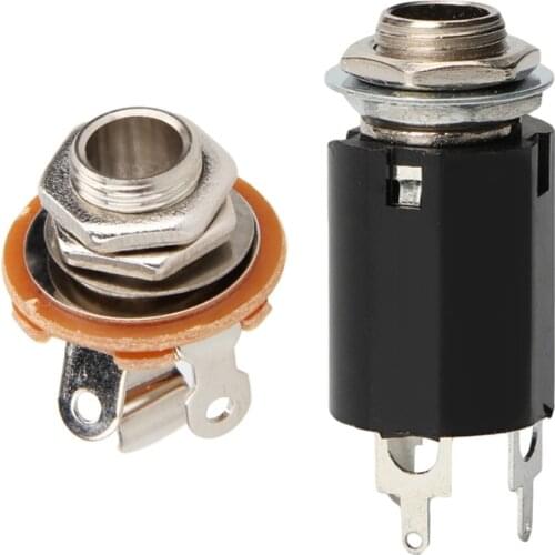 2 Pcs Guitar Endpin Jack 6.35 Input for Any Guitar Eq Pickup Output Guitar Parts Accessories - Silver & Black