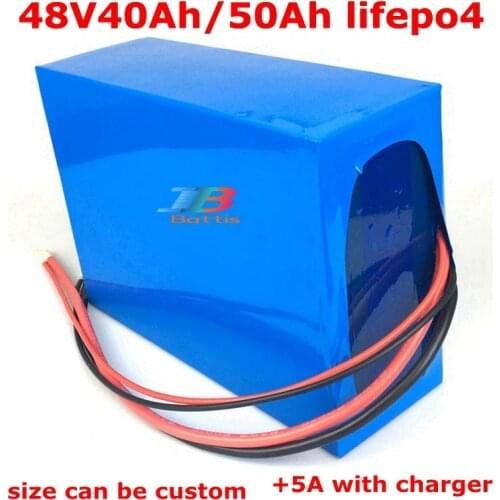 48V 50Ah Lifepo4 48v 40AH lithium battery BMS 16S for 2000w 3000W Scooter bike tricycle boat backup power go cart +5A charger