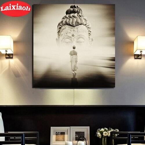 5D full round square diamond embroidery Buddha Monk pictures rhinestones diamond painting mosaic religion icon decoration