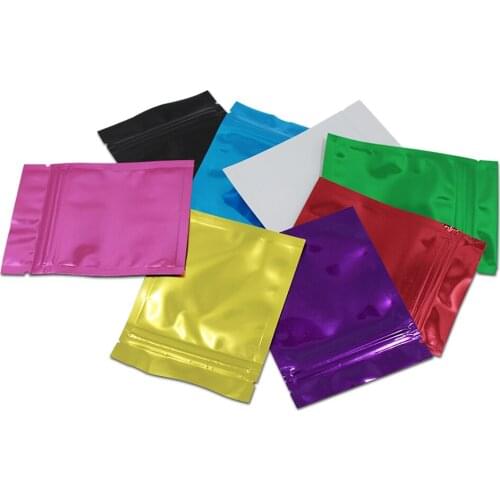 8.5*13cm Aluminum Foil Storage Bag Heat Seal Zip Lock Reclosable Colorful Flat Pouch for Sample Tea Candy Dried Nuts Packaging