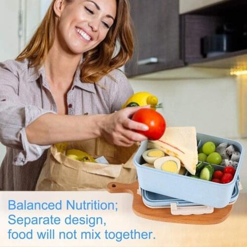 Bento Box for Adults with 3 Compartment 1500ML Lunch Box for Kids with Spoon Fork Leakproof Microwave Dishwasher Safe