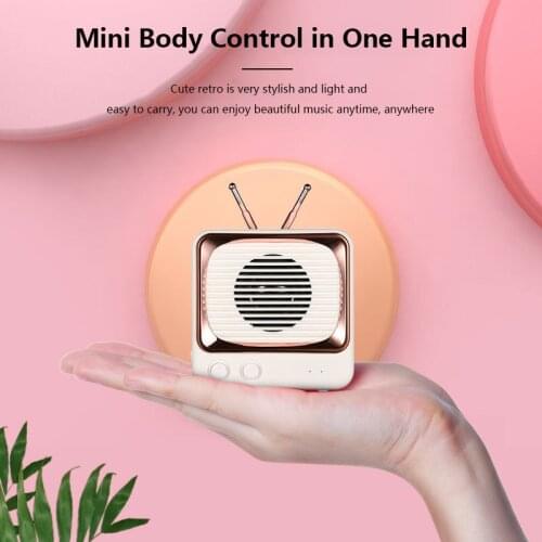 Wireless Speaker Retro TV Bluetooth Speaker Stereo Subwoofer Voice Prompt Portable Mini FM Radio Mobile Phone Holder