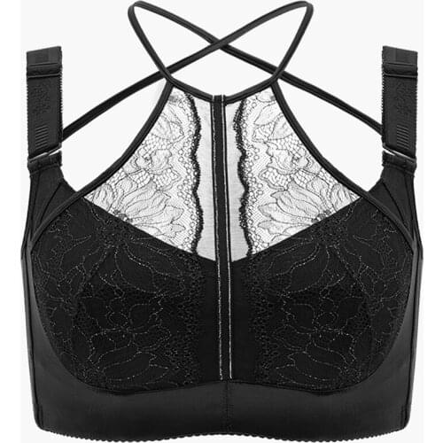 Women Full Coverage Wire free Non-Foam Plus Size Lace Bra 34 36 38 40 42 44 46 B C D E F G