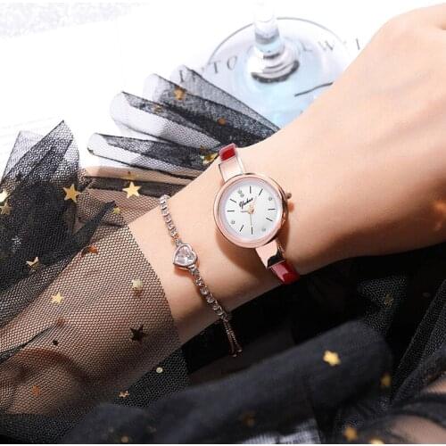 Fashion Trend Small Dial Thin Strap Student Watch Temperament Water Diamond British Womens Watch Belt Watch
