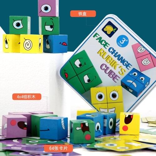 Baby Puzzles Toy Face Changing Cube Children Kids Interesting Faces Early Education Logic Training Thinking Challenge Board Game