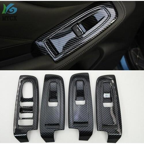 For Subaru Forester SK 2018 2019 Carbon Fiber Window Lifter Control Window Switch Decor Armrest Trim car styling Accessories