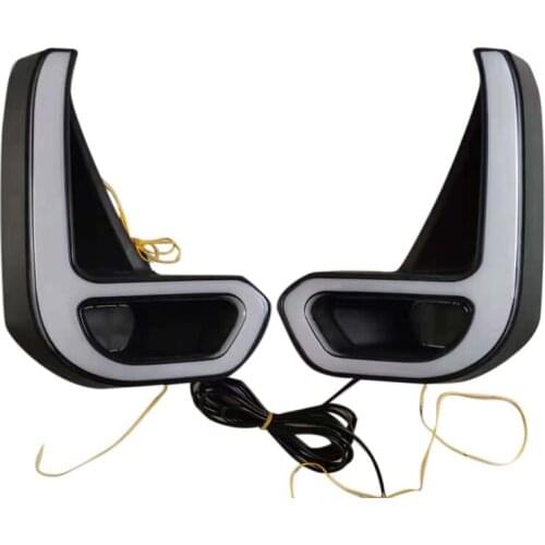 For Toyota Hilux Revo 2020 2021 LED DRL Daytime Running Lights with Turn Signal Bumper Fog Light Driving Lamp