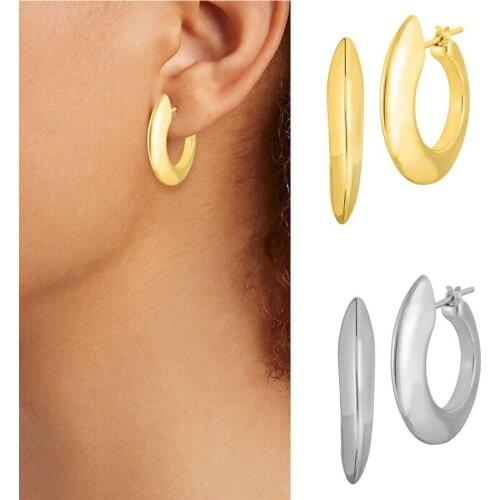 Glossy European and American Earrings female personality retro minority Earrings U-shaped ear buckle brass jewelry
