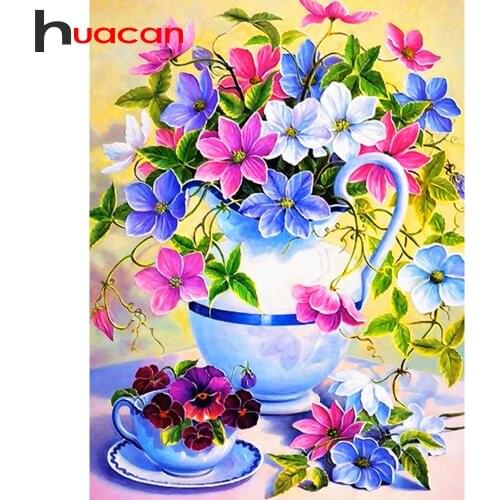 Huacan 5D Diamond Painting New Arrivals Flower Diamond Embroidery Cross Stitch Home Decoration Mosaic Sale Handmade Gift
