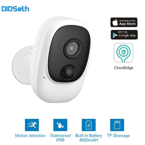 DIDseth 1080P WiFi Camera Rechargeable Battery Powered IP Camera Full HD Outdoor Indoor IP66 Waterproof Wireless Security Camera