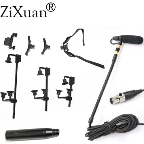 Musical Instrument Microphones with 7 Types Clips for Bass Cello Violin Guitar Flutes Piano Sax Vocal for AKG 3Pin Adapter