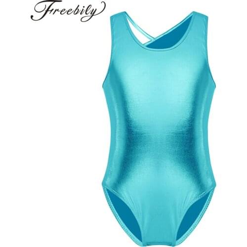 Teen Girls Fashion Open Back with Straps Glittery Ballet Dance Gymnastics Leotard Jumpsuit for Kids Costumes Tutu Bodysuit
