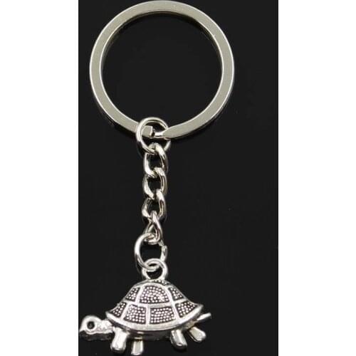 Fashion Tortoise Turtle Sea 19x27mm Pendant 30mm Key Ring Metal Chain Silver Color Men Car Gift Souvenirs Keychain Dropshipping