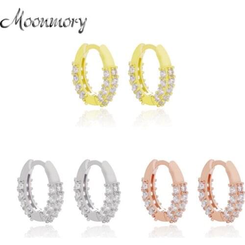 Moonmory Mini Huggie Hoop Earrings For Women 2020 Most Popular Jewelry 925 Sterling Silver Oval Huggies Earring With Pave Stone