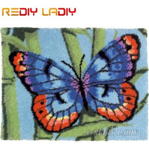 Latch Hook Kits Make Your Own Rug Butterfly Crocheting Cushion Mat DIY Carpet Rug Pre-Printed Canvas Hobby & Crafts Home Decor