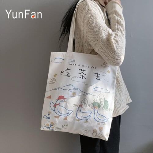 2020 New Womens Canvas Bag Literary Cute Student Cloth Bag Personalized Lightweight Ladies Single Shoulder Bag