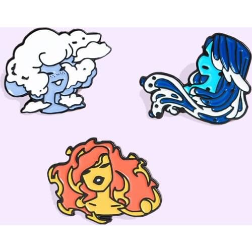 Hairstyle girls Enamel Pin three styles badge brooch Lapel pin Denim Jeans shirt bag lovely and vivid Gift for fashion girls