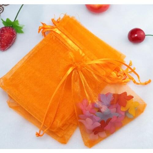 20x30cm Orange Jewelry Package Can Print Logo Extra Drawstring Jewelry Bags Large Drawstring Pouches Organza Bags 100pcs/lot