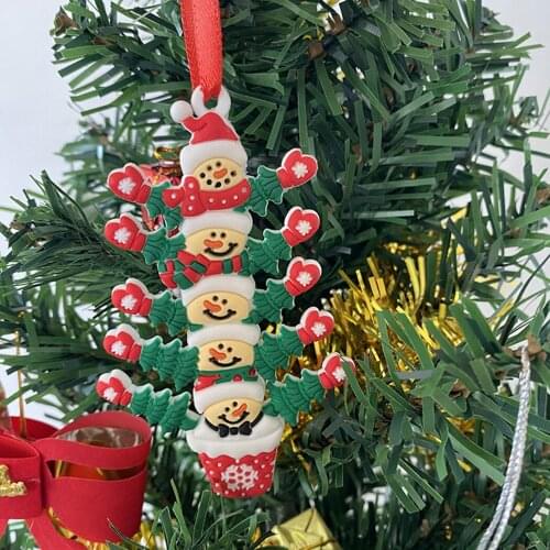 Christmas Tree Pendant Snowman Photo Frame Pendant DIY Name Blessing Xmas Decoration Gift Personalized Lovely Family Home Pend