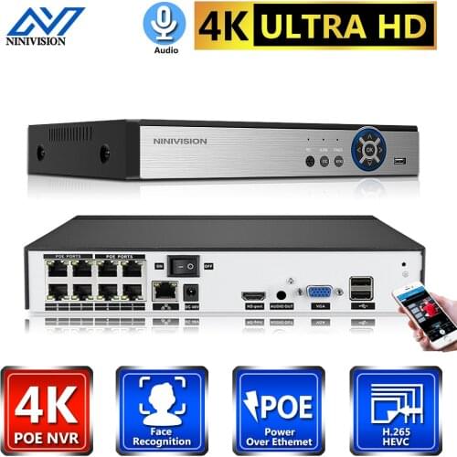 Ultra HD 4CH 8CH NVR POE 1080P 5MP Surveillance CCTV NVR 48V PoE For H.265 H.264 IP Camera P2P ONVIF 5MP Network Video Recorder