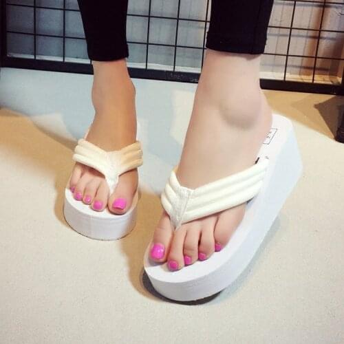 Open Toe Heel Slippers Female Platform Wedge Slides Women Summer Flip Flops Women 2019 Shoes Woman Plus Size 42 Flip Flop Wedges