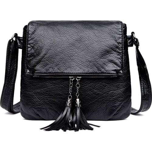 Female New Solid Color Shoulder Bag Soft Leather Handbag Women Messenger Bags Crossbody Fashion Women Bag Female Solid Flap Bag