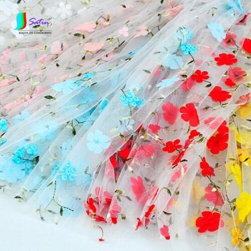 Three-dimensional Chiffon Embroidered Mesh Yarn Lace Fabric Gift Curtain Hand-made DIY Accessories Transparent Fashion A0008A