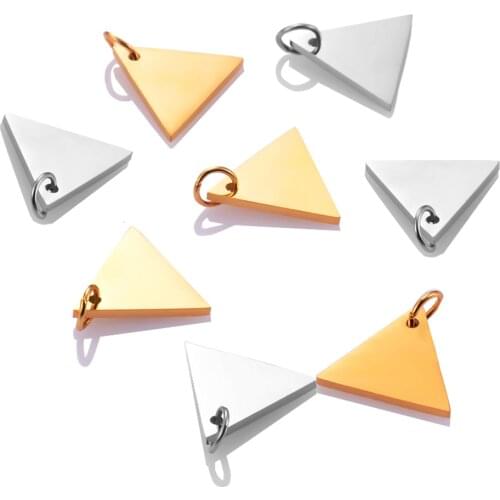 5pcs/lot Stainless Steel Mirror Polished Triangle Tag Charm for Bracelet Necklace Jewelry Making Accessories 15X17mm