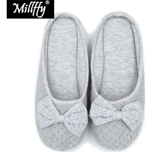 Millffy knitted cotton slipper ballet flats lolita shoes summer home slippers for women bedroom slippers
