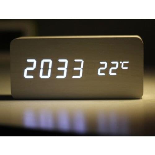Dual Display Smart Digital LED Alarm Clock Temperature Voice Control Multifunction Electronic Calendar Table Clock Home Decor