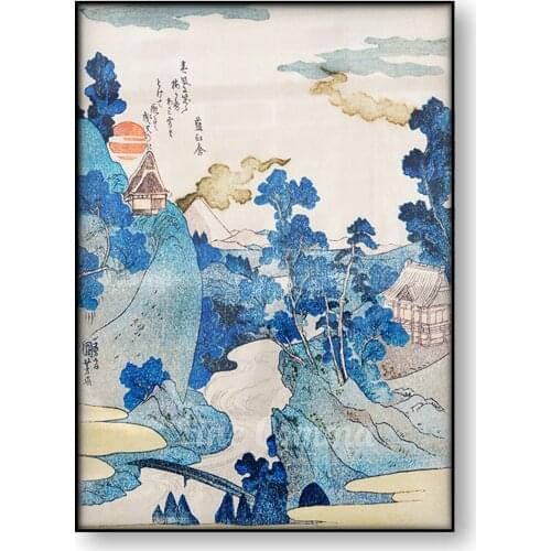 The stream Asazawa in spring with the view of Mount Fuji Landscape Japanese Art Poster Utagawa Kuniyoshi Canvas Print Wall Art