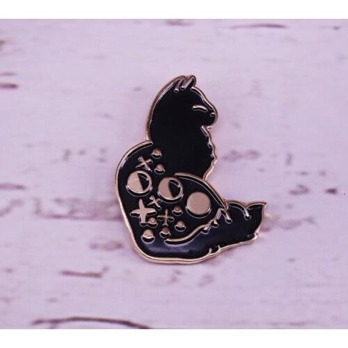 Space galaxy cat pin starry moon phases brooch space constellation jewelry