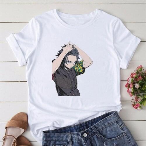 Japanese Anime Kimetsu No Yaiba Women Tshirt Hip Hop Harajuku Demon Slayer 90S Girls Tee Tops Female Clothes
