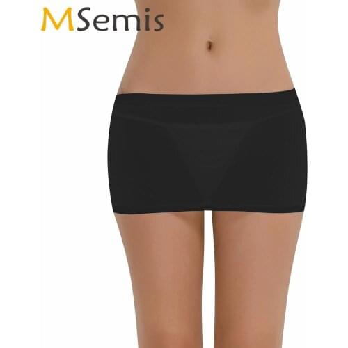 Womens Sexy Ultra-thin Sheer Lingerie Summer Elastic Low Waist Wrapped Hip Skirts Hot Erotic Club Party Super Mini Bodycon Skirt