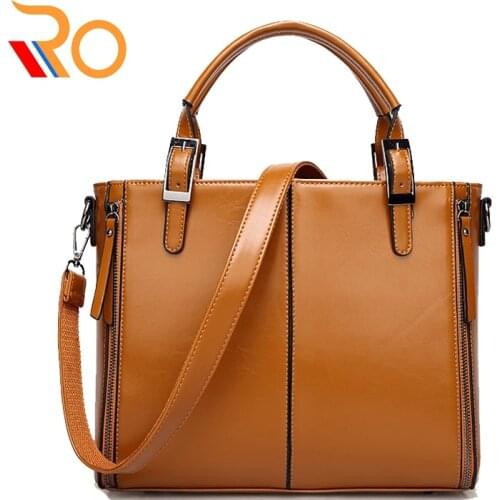 Women Bags Leather Handbags Female Totes Large Capacity Messenger Shoulder Bag Womens Handbag Zipper Solid Vintage Designer