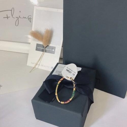 Fashion Charm Sterling Silver Copy 1:1 Copy,Yellow Multicolor Hoop Mono Earring With Geometric Shapes Women Luxury Jewelry Gift