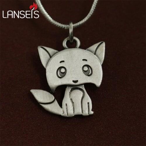 Lanseis 20pcs wholesale tiny Cute Cartoon fox pendants for women necklace Animal jewelry Simple necklaces Female gift for friend