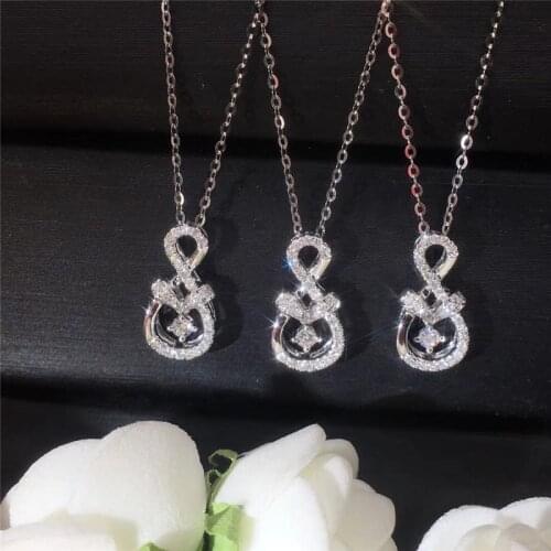 Huitan Delicate 8 Shaped Pendant Necklace for Wedding Engagement Party Luxury Women Necklaces Dazzling CZ Stone Fashion Jewelry