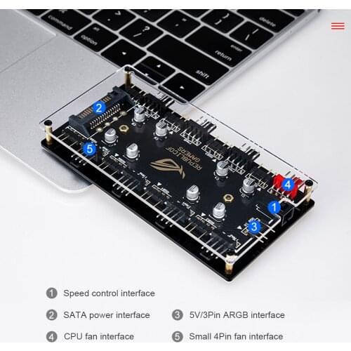 1 To 8 Multi Way Splitter 5V/3 Pin ARGB 12V/4 Pin PWM Cooler Fan HUB for PC Motherboard LED Strip Light Control Adapter SATA/4D