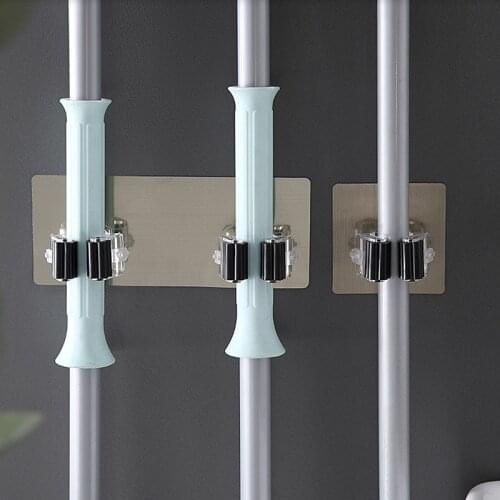 1Pc Kitchen Bathroom Adhesive Multi-Purpose Hooks Wall Mounted Mop Organizer Powerful Holder RackBrush Broom Hanger Strong Hooks