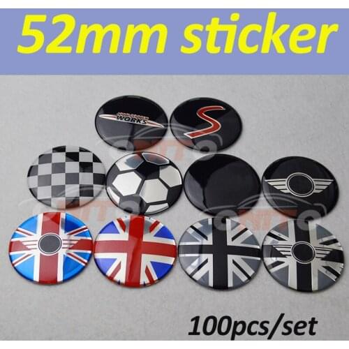 100pcs Epoxy Auto Car Wheel Hub Sticker Red Gray Flag Car Emblem Decal Lbel Sticker 52mm 5.2cm for R57 R58 R59 R60 R61F55 F56