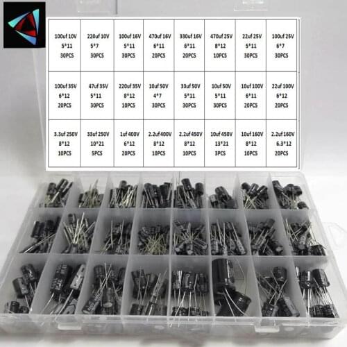 10V10UF-160V2.2UF 478Pcs/lot 1UF-470UF 24Values Aluminum Electrolytic Capacitors 10-160V mix Assorted kit and storage box