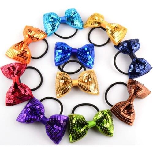 19C Shinny Bow With Hair Bands 19pcs/lot Girls Beautiful Bowknot Headwear Kids Tie Up Hair Band For Hair Beauty AccessoriesFS08