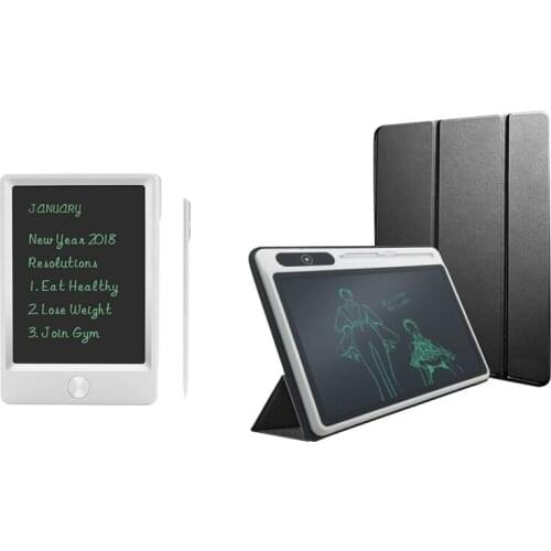 2 Pcs Electronic Notepad Graphic Lcd Tablet Light Digital Drawing Handwriting Board White 5 Inch & 10.1 Inch